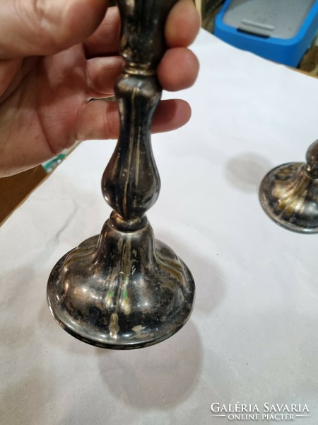 2 old silver-plated candle holders