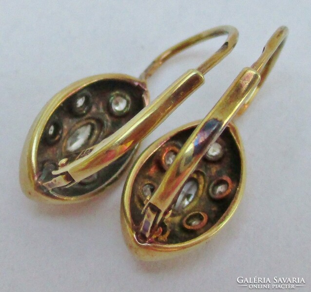 Beautiful old 14kt gold earrings with white stones