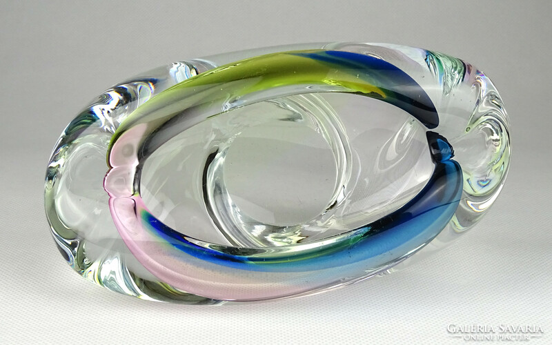 1H410 Fújt üveg BOHEMIA művészi üveg hamutál 16 cm