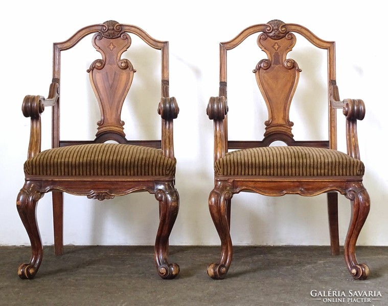 0T483 pair of antique large neo-baroque armchairs