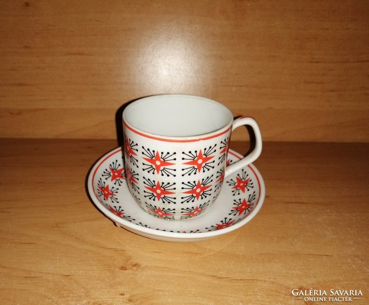 Hollóházi art deco porcelain coffee cup with bottom (10/k)
