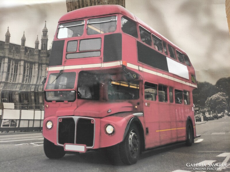 Photo of London big ben and red double-decker bus print picture on canvas