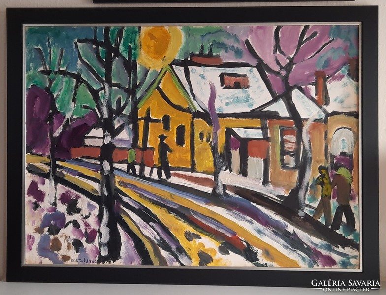 Németh Miklós: "Téli utca" 1960, festmény