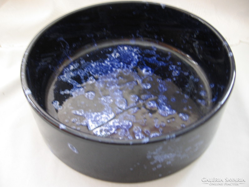 Retro w-germany scheurich in blue cloudy splashed bowl