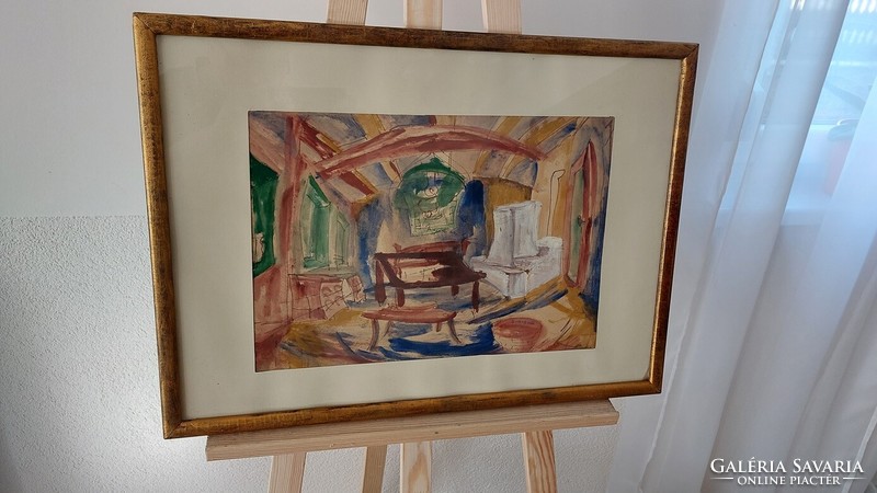 (K) interior painting with frame 62x46 cm