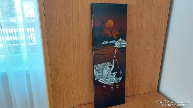 (K) oriental mother-of-pearl inlaid wall picture 34x11.5 cm