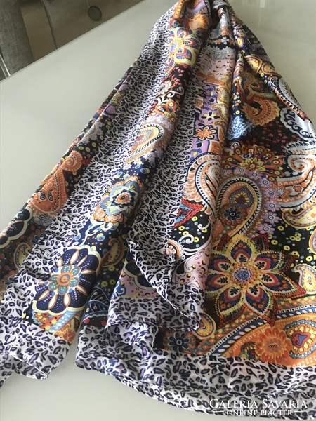 Huge silk and viscose stole with bright colors, m 180 x 90 cm