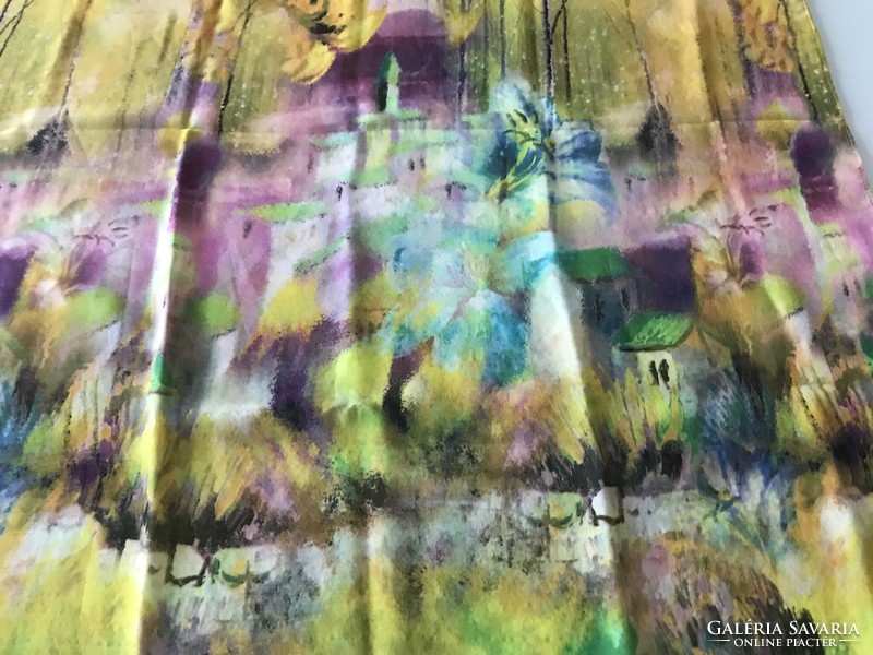 Silk stole with a picture like a painting, 175 x 102 cm