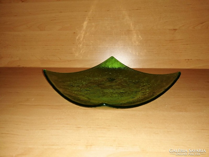 Zöld üveg négyzetes kínáló 19,5*19,5 cm (6p)