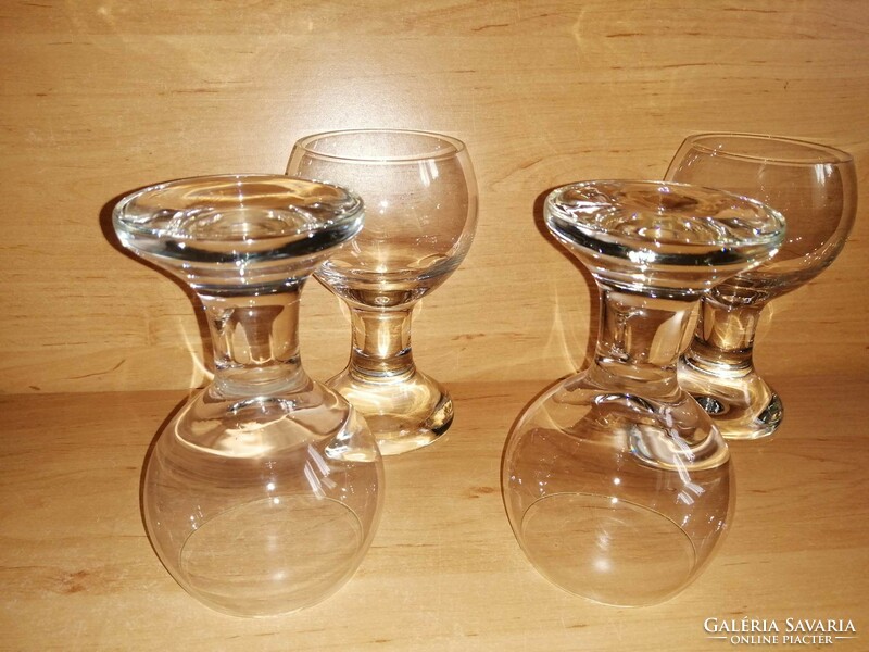 Vastag, nehéz talpú üveg pohár készlet 4 db 14,5 cm magas (7/K)