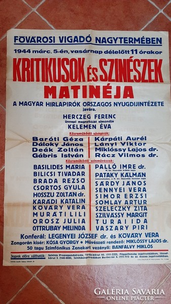 Plakát, Fővárosi Vigadó 1944