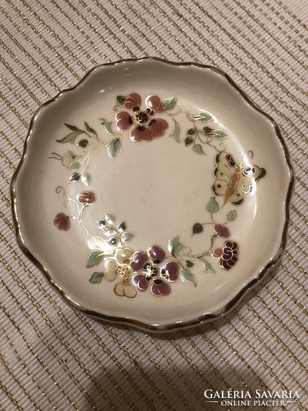 Zsolnay decorative plate with a butterfly pattern