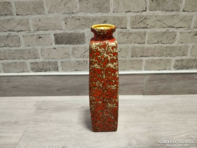 Orange-yellow ocher applied arts ceramic vase 29.5 Cm (ak 291