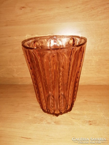 Retro korall üveg váza 16,5 cm (2/d)