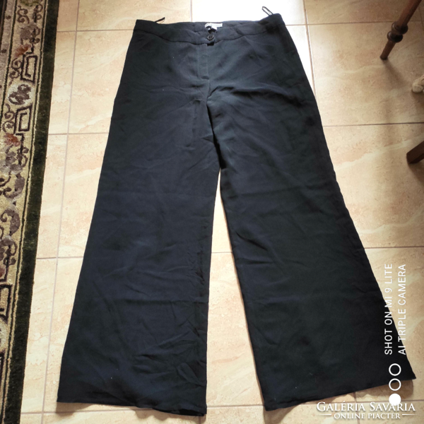 Zuhair murad by mango 100% silk caterpillar silk designer black casual pants 42