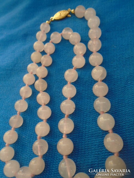 Beautiful long rose quartz necklace knotted by eye