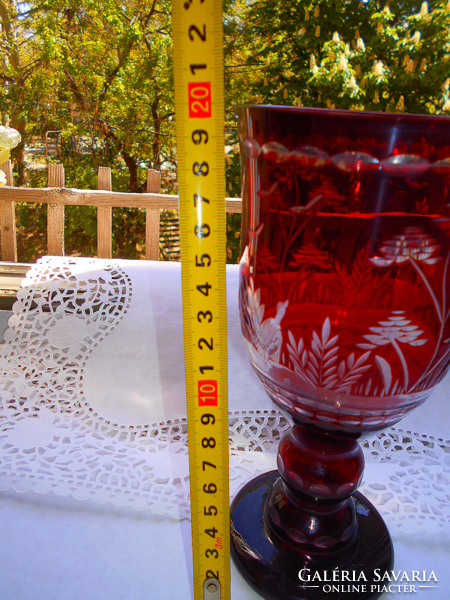 Biedermeier stíl-csiszolt kehely alakú üveg  váza