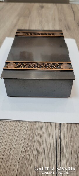 Lignifer copper or bronze box, two-compartment jewelry holder, card holder
