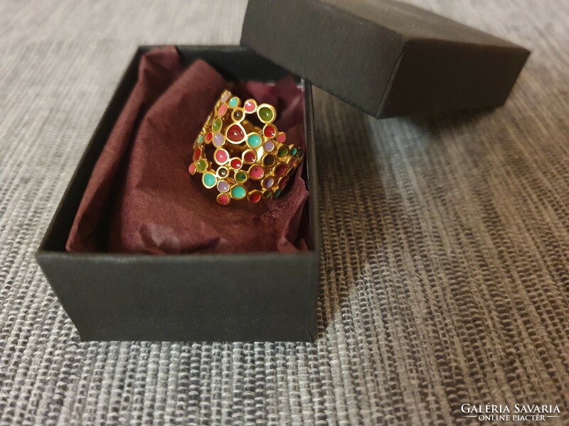 Új Joid'art Candy Colors tűzzománccal díszített, aranyozott sárgaréz gyűrű Barcelonából