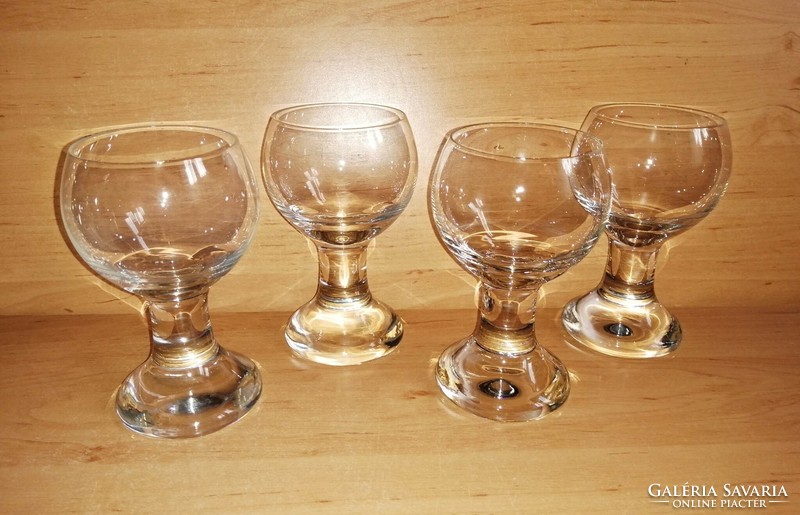 Set of 4 glass glasses with thick, heavy bases, 14.5 cm high (7/k)