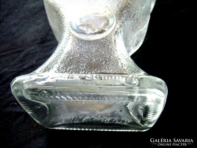 Szőlőfürt formájú jelzett kiöntő palack, Design by Dal Santo díszüveg