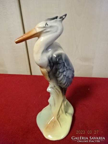 Porcelán figura, kézzel festett pelikán madár, magassága 16,5 cm. Jókai.