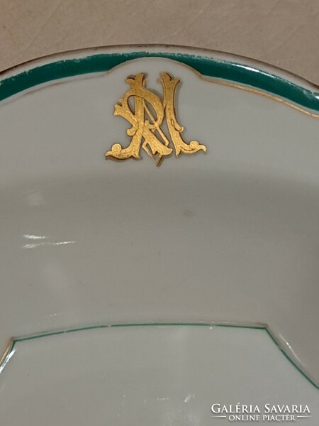 Art Nouveau bowl and plates with pm monogram