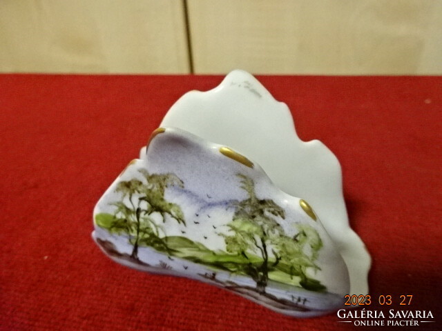 German porcelain, hand-painted napkin holder, length 9 cm. Signed. Jokai.