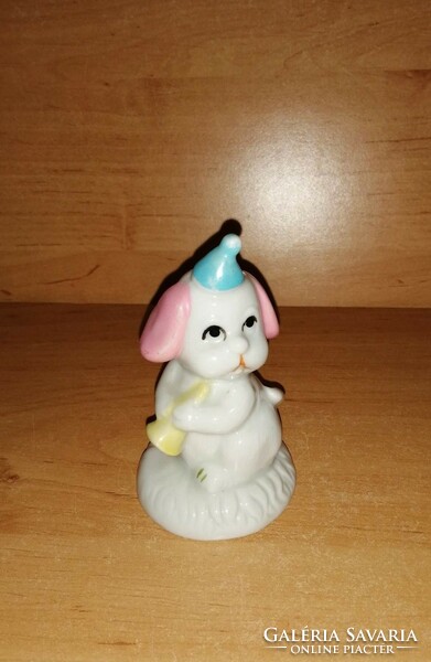 Beautiful antique porcelain puppy figure in circus outfit 9 cm (po-1)