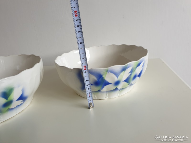 Old vintage 2 large size marked granite flower bowls 28 and 25 cm patty stew bowl