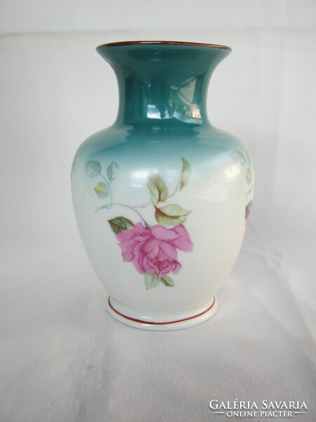 Régi Hollóházi porcelán rózsás váza