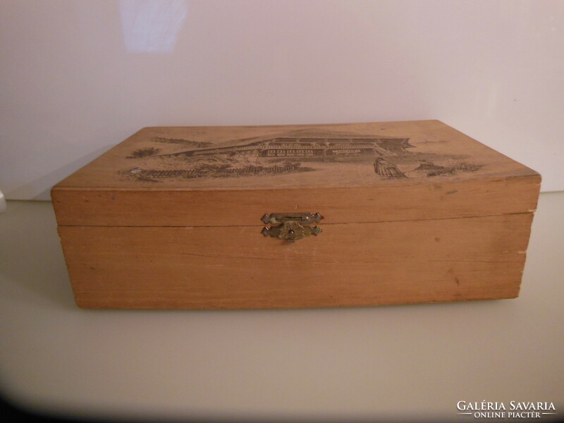 Box - ink drawing - wood - 32 x 19 x 10 cm - Bavarian - old - rich in detail - beautiful work - flawless