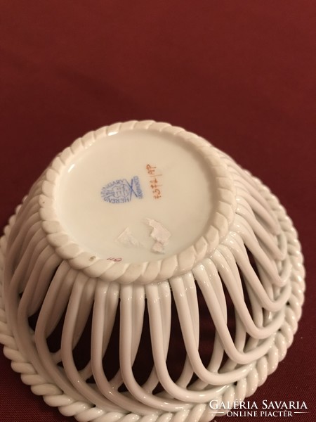Herend burgundy Appony pattern porcelain basket