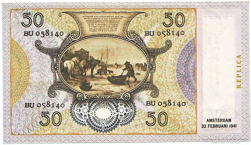 Hollandia 50 Holland gulden 1941 REPLIKA