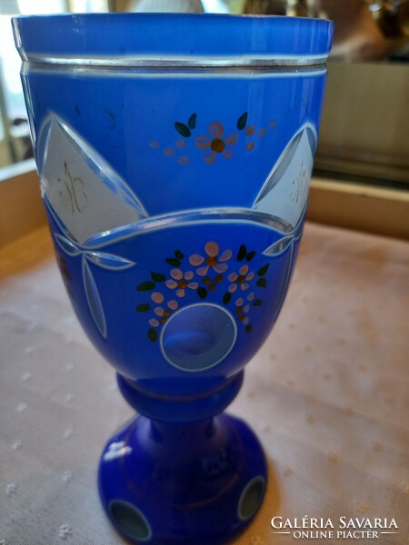 Blue bieder Czech glass cup (no.0069714/5)