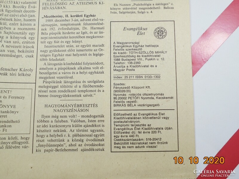 Régi retro újság - Evangélikus Élet - 1990. január 21. Születésnapra ajándék
