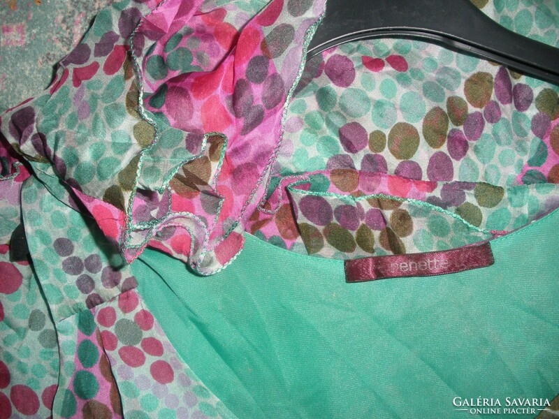 Nanette zöld - pink selyem ruha