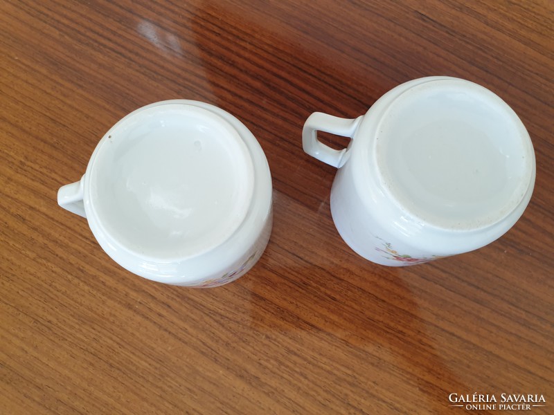 Régi Zsolnay porcelán bögre virágos régi teás csésze 2 db