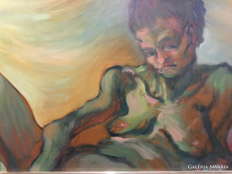 Oil on canvas nude on cardboard!!! 87X68 cm!!