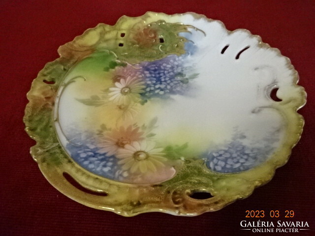 Német porcelán, antik, áttört szélű tányér, átmérője 20,5 cm. Jókai.