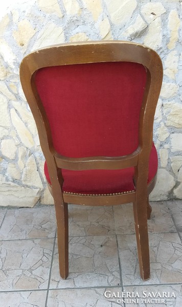 Neobaroque wooden chair with red upholstery