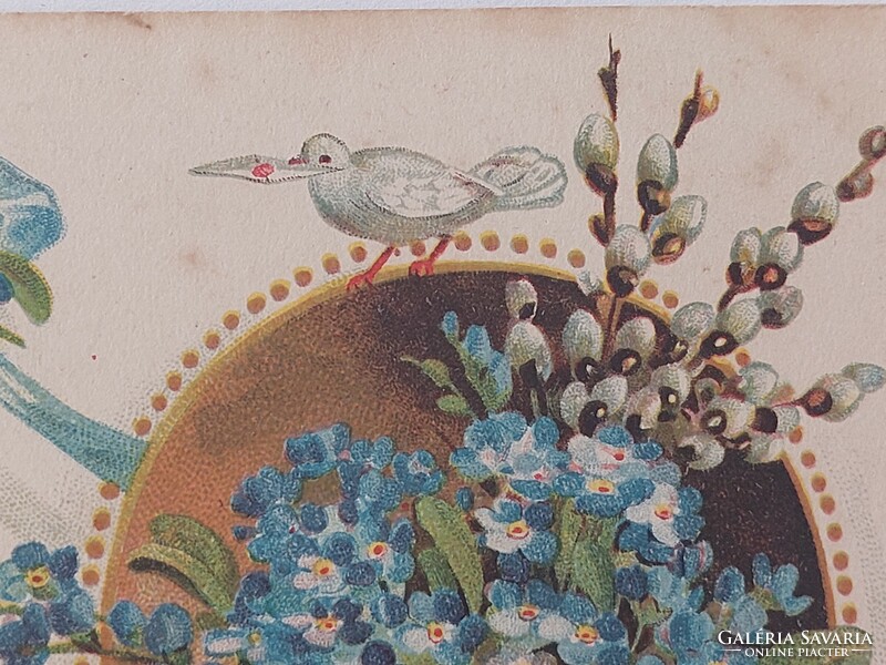 Old postcard postcard forget-me-not pigeon