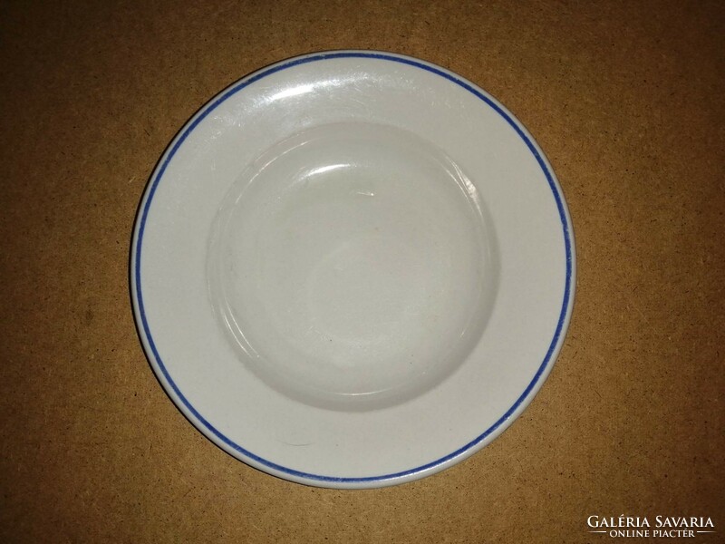 Zsolnay porcelán kék csíkos mélytányér átm. 24 cm (2p)
