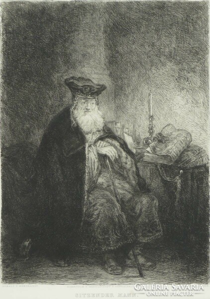 After Rembrandt's painting: seated old man