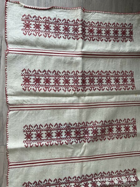 Hand-woven linen embroidered cross-stitch large tablecloth, runner or wall protector 150x60cm