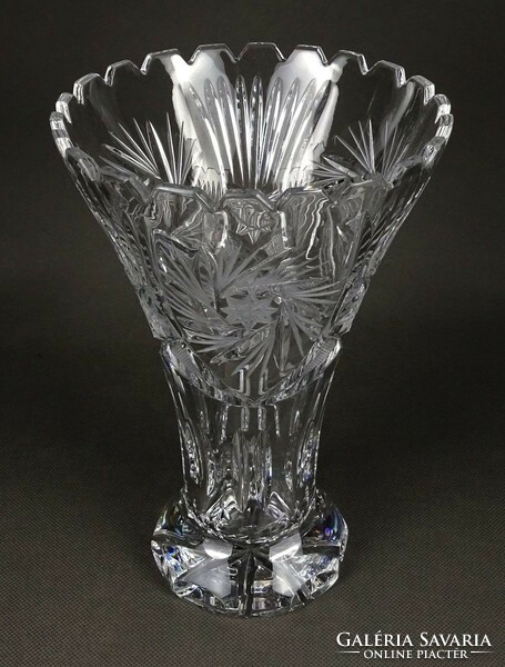 1M505 Hibátlan csiszolt kristály váza 21.5 cm