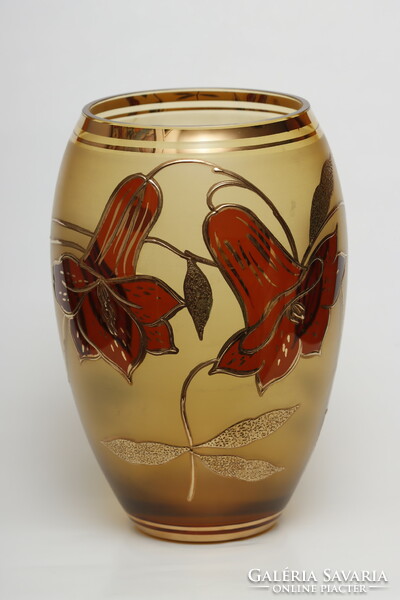 Bohemian gilded glass vase + free postage!