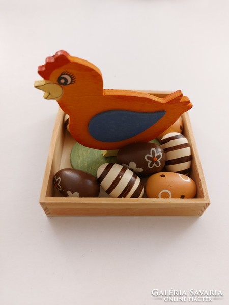Easter decoration wooden egg chick
