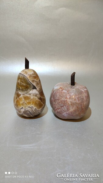 Mineral or marble or stone fruit pear apple Italian table decoration