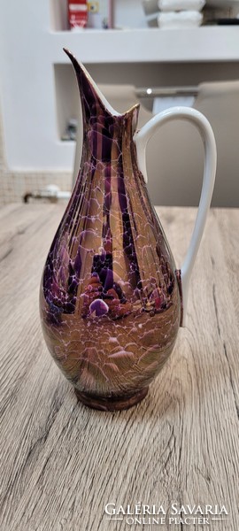 Hollóháza porcelain jug vase with luster glaze. 20.5 cm.